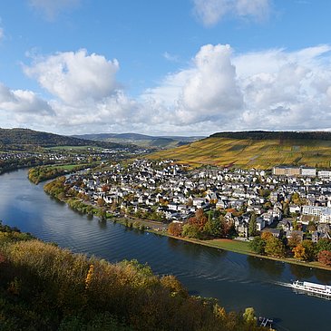 Herbst - Aussicht von der Burg auf Kues und die Mosel