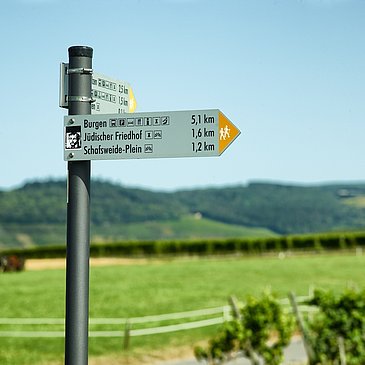 Wegweiser entlang der Strecke