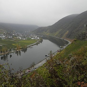 Blick auf Ruine Metternich oberhalb Beilstein und Ellenz