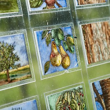 Infotafel auf Glas