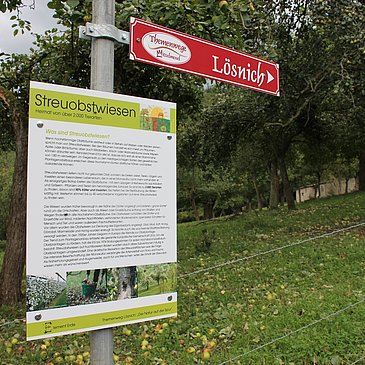 Infotafel entlang des Weges