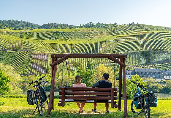 Genussradeln entlang des Mosel-Radwegs bei Erden