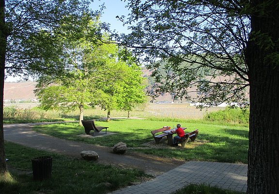 Rastplatz und Ruhebank in der Nähe der Waldkapelle